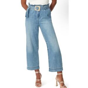 Sam Edelman Rayne Belted Paper Bag High Waist Soft Straight Ankle Jean Size 25